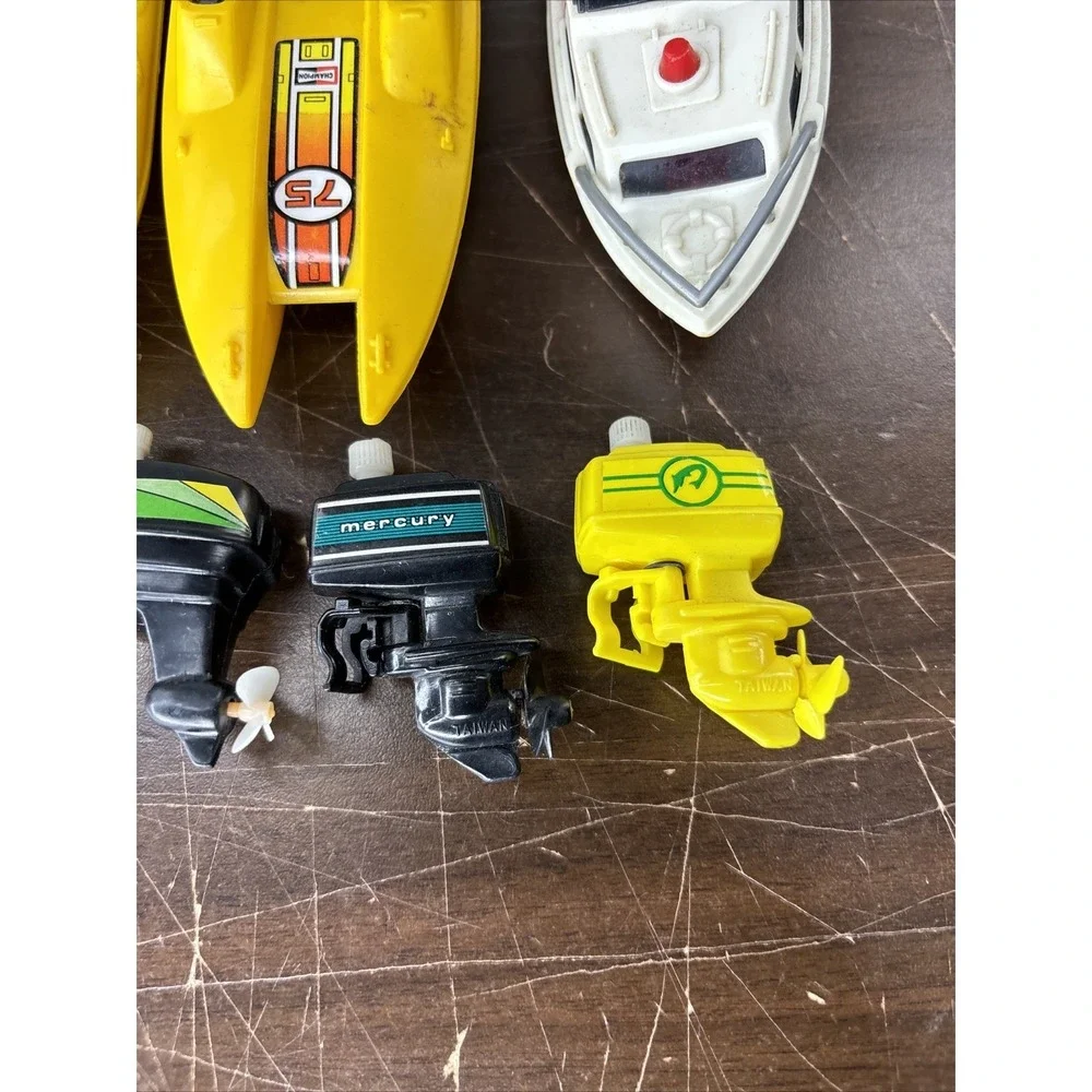 1978 Tomy Motor Boat Wind Up Lot 3 Boats 4 Motors‎ Parts Only Mercury Turbo Jet